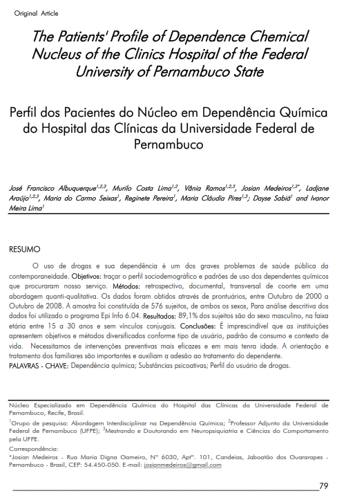 Cover of Perfil dos Pacientes do Núcleo em Dependência Química do Hospital das Clínicas da Universidade Federal de Pernambuco.