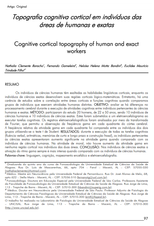 Cover of Cognitive cortical topography of human and exact workers.