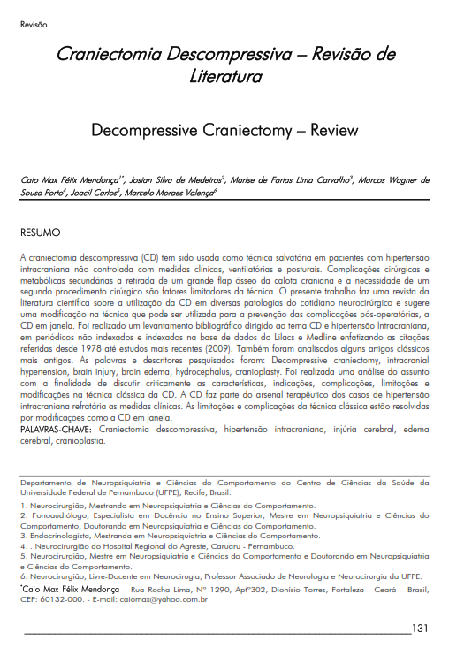 Cover of Decompressive Craniectomy – Review.
