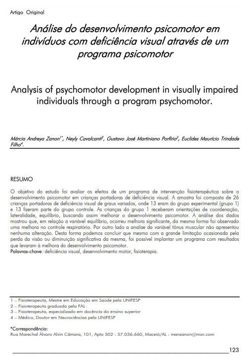 Cover of Analysis of psychomotor development in visually impaired individuals through a program psychomotor.