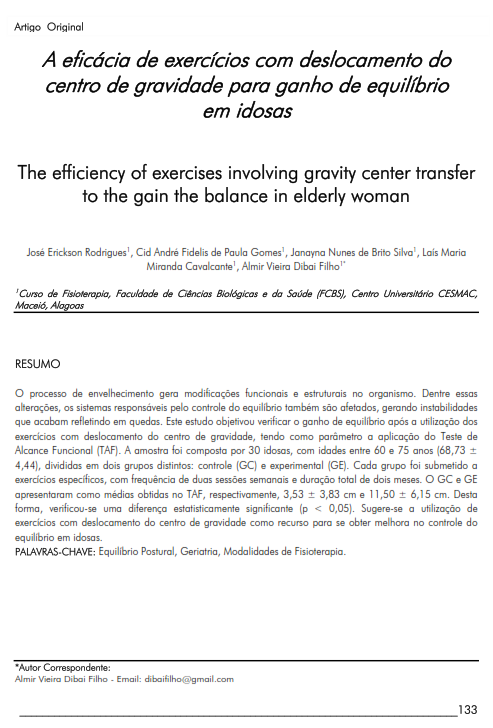 Cover of The efficiency of exercises involving gravity center transfer to the gain the balance  in elderly woman