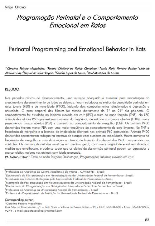 Cover of Perinatal Programming and Emotional Behavior in Rats.