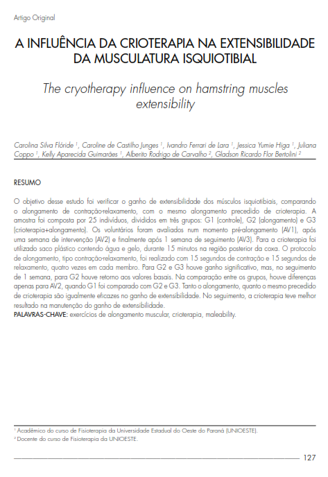 Cover of The cryotherapy influence on hamstring muscles extensibility