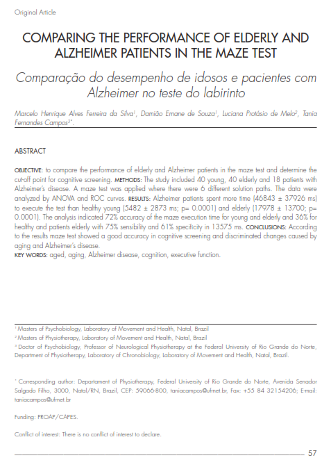 Cover of Comparing the performance  of elderly and alzheimer patients in the maze  test
